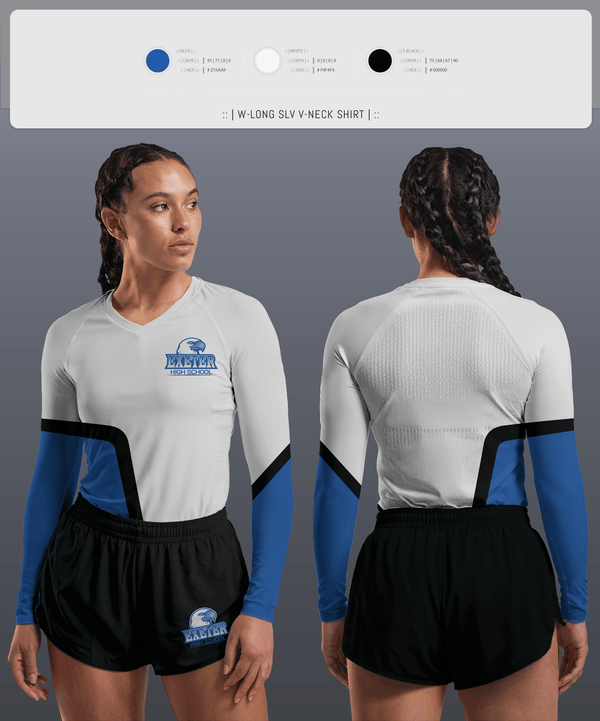 Womens Long Sleeve Vneck Shirt, Exeter Township Senior High School Field Hockey, Field Hockey, Teamtime, Team time, sublimation, custom sports apparel, team uniforms, spirit wear, spiritwear, sports uniforms, custom shirts, team store, custom team store, fundraiser sports, apparel fundraiser