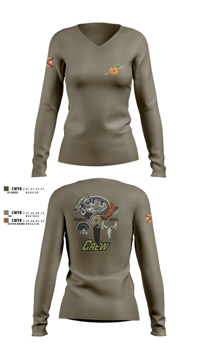 Seminole / Orange Crew 64181278 Women's Long Sleeve V-neck Shirt - 3