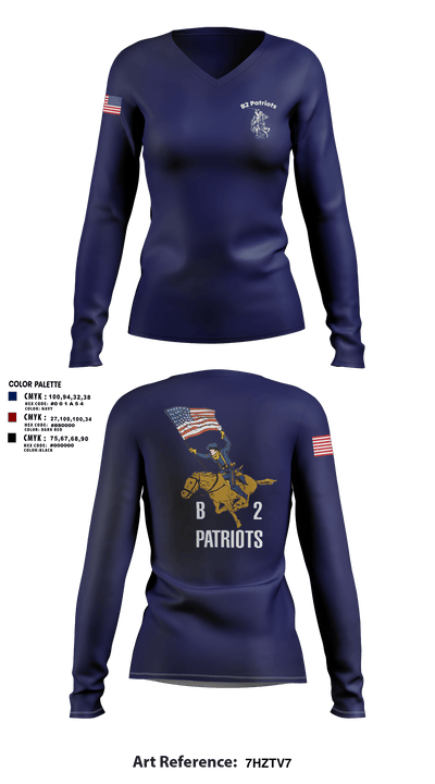 B2 Patriots no C flag Women's Long Sleeve V-neck Shirt - 1