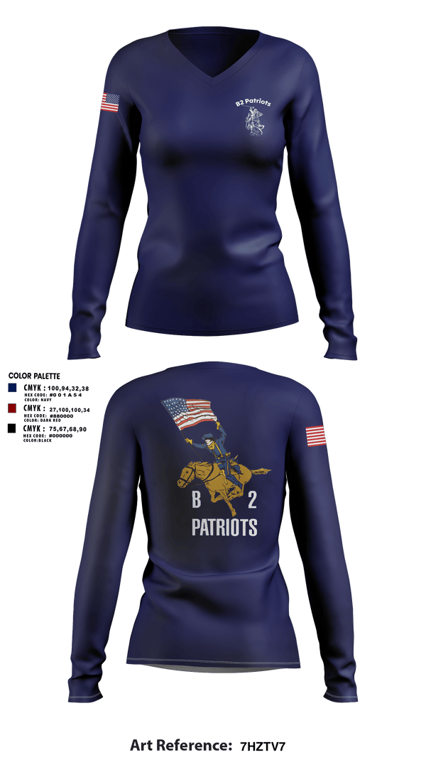 Womens Long Sleeve Vneck Shirt, B2 Patriots sports, Army, Teamtime, Team time, sublimation, custom sports apparel, team uniforms, spirit wear, spiritwear, sports uniforms, custom shirts, team store, custom team store, fundraiser sports, apparel fundraiser