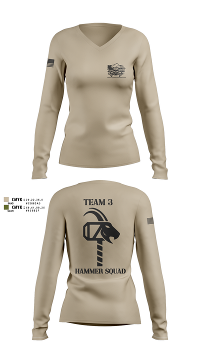 900th QUARTERMASTER 12047177 Women's Long Sleeve V-neck Shirt - 11