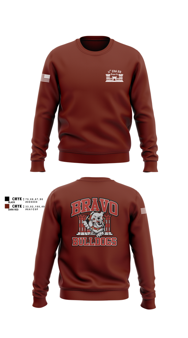 Crew Neck Sweatshirt, Bravo Company “Bulldogs” 31st Engineer Battalion, , Teamtime, Team time, sublimation, custom sports apparel, team uniforms, spirit wear, spiritwear, sports uniforms, custom shirts, team store, custom team store, fundraiser sports, apparel fundraiser