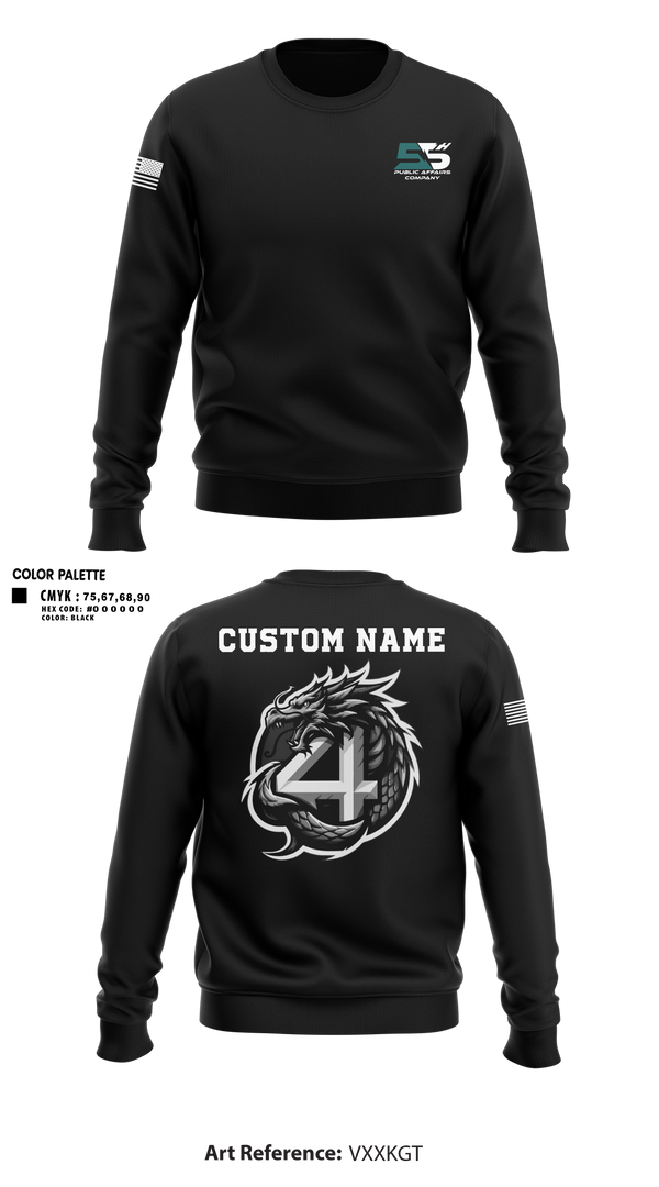 Crew Neck Sweatshirt, 55th COMCAM 4th PLT, , Teamtime, Team time, sublimation, custom sports apparel, team uniforms, spirit wear, spiritwear, sports uniforms, custom shirts, team store, custom team store, fundraiser sports, apparel fundraiser