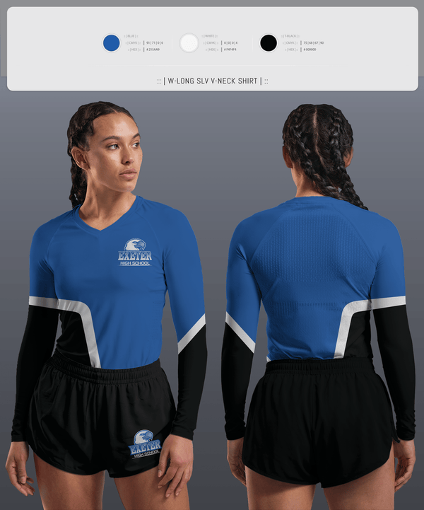 Womens Long Sleeve Vneck Shirt, Exeter Township Senior High School Field Hockey, Field Hockey, Teamtime, Team time, sublimation, custom sports apparel, team uniforms, spirit wear, spiritwear, sports uniforms, custom shirts, team store, custom team store, fundraiser sports, apparel fundraiser