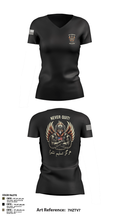 F CO, 229th MI BN Women's Short Sleeve V-neck Shirt - 3