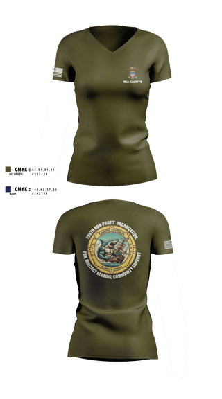 Womens Short Sleeve Vneck Shirt, US Naval Sea Cadets Shark Division, , Teamtime, Team time, sublimation, custom sports apparel, team uniforms, spirit wear, spiritwear, sports uniforms, custom shirts, team store, custom team store, fundraiser sports, apparel fundraiser