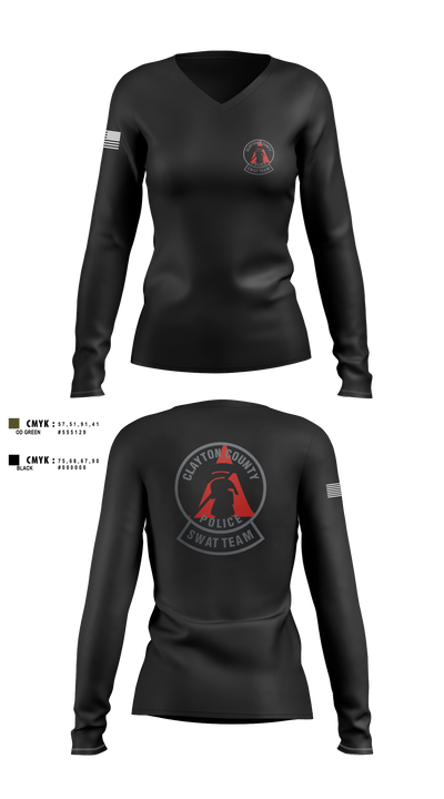 Clayton County Police SWAT Team 81902169 Women's Long Sleeve V-neck Shirt - 2