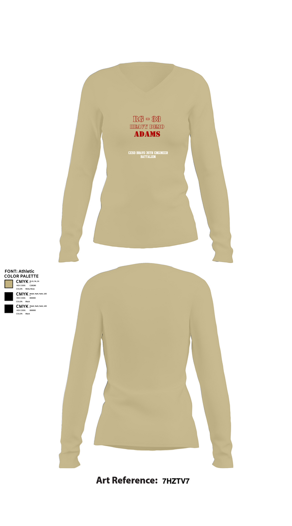 Womens Long Sleeve Vneck Shirt, CESD Bravo 35th Engineer Battalion, , Teamtime, Team time, sublimation, custom sports apparel, team uniforms, spirit wear, spiritwear, sports uniforms, custom shirts, team store, custom team store, fundraiser sports, apparel fundraiser