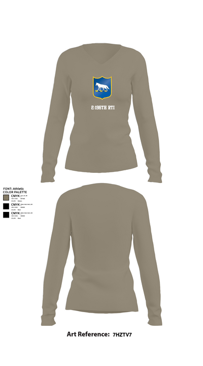 2/196th RTI 78936659 Women's Long Sleeve V-neck Shirt - 59
