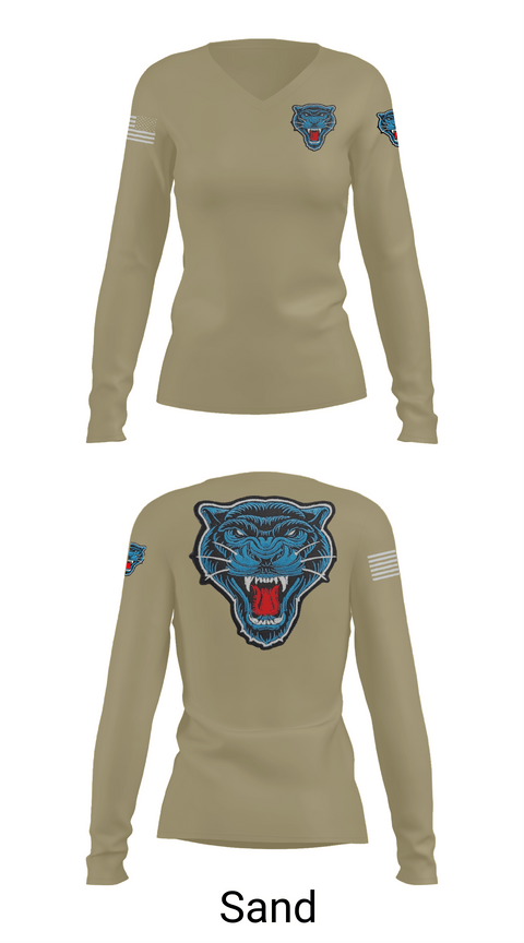 Womens Long Sleeve Vneck Shirt, Blue Panthers, , Teamtime, Team time, sublimation, custom sports apparel, team uniforms, spirit wear, spiritwear, sports uniforms, custom shirts, team store, custom team store, fundraiser sports, apparel fundraiser