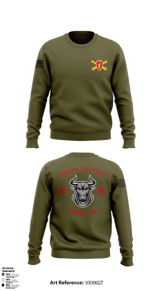 Crew Neck Sweatshirt, Bravo Battery, Army, Teamtime, Team time, sublimation, custom sports apparel, team uniforms, spirit wear, spiritwear, sports uniforms, custom shirts, team store, custom team store, fundraiser sports, apparel fundraiser