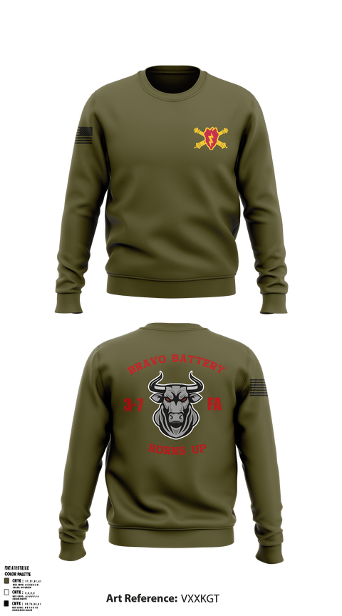 Crew Neck Sweatshirt, Bravo Battery, Army, Teamtime, Team time, sublimation, custom sports apparel, team uniforms, spirit wear, spiritwear, sports uniforms, custom shirts, team store, custom team store, fundraiser sports, apparel fundraiser