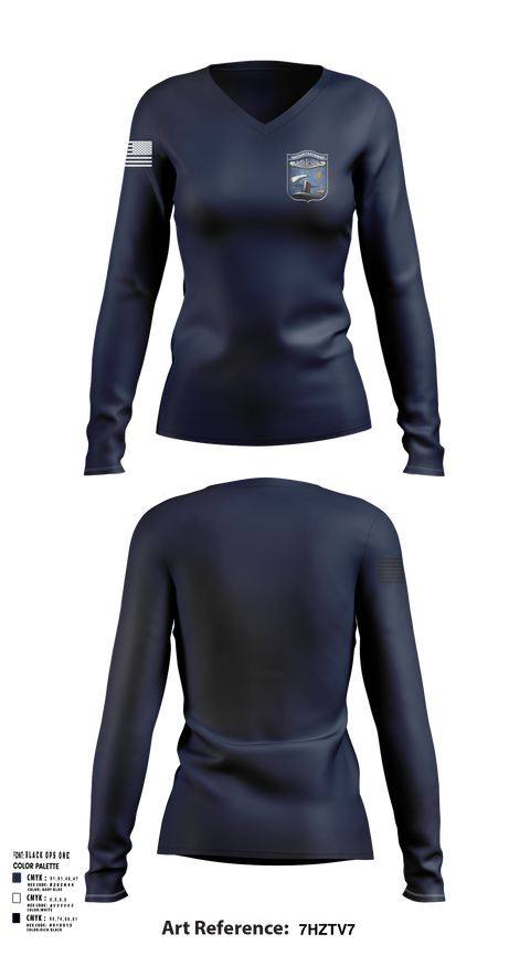 Womens Long Sleeve Vneck Shirt, NAVSUBTRACENPAC, , Teamtime, Team time, sublimation, custom sports apparel, team uniforms, spirit wear, spiritwear, sports uniforms, custom shirts, team store, custom team store, fundraiser sports, apparel fundraiser