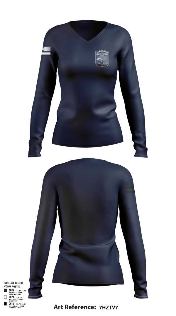 Womens Long Sleeve Vneck Shirt, NAVSUBTRACENPAC, , Teamtime, Team time, sublimation, custom sports apparel, team uniforms, spirit wear, spiritwear, sports uniforms, custom shirts, team store, custom team store, fundraiser sports, apparel fundraiser