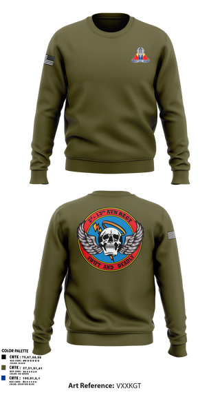 Crew Neck Sweatshirt, A Co, 2-13th Aviation Regiment, , Teamtime, Team time, sublimation, custom sports apparel, team uniforms, spirit wear, spiritwear, sports uniforms, custom shirts, team store, custom team store, fundraiser sports, apparel fundraiser