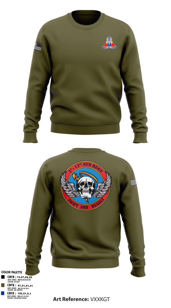 Crew Neck Sweatshirt, A Co, 2-13th Aviation Regiment, , Teamtime, Team time, sublimation, custom sports apparel, team uniforms, spirit wear, spiritwear, sports uniforms, custom shirts, team store, custom team store, fundraiser sports, apparel fundraiser
