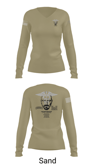 Womens Long Sleeve Vneck Shirt, Heisenberg’s, Army, Teamtime, Team time, sublimation, custom sports apparel, team uniforms, spirit wear, spiritwear, sports uniforms, custom shirts, team store, custom team store, fundraiser sports, apparel fundraiser