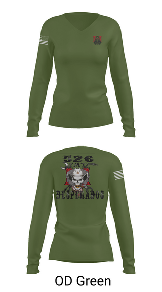 Womens Long Sleeve Vneck Shirt, 526th ECC Desperados FMT, , Teamtime, Team time, sublimation, custom sports apparel, team uniforms, spirit wear, spiritwear, sports uniforms, custom shirts, team store, custom team store, fundraiser sports, apparel fundraiser