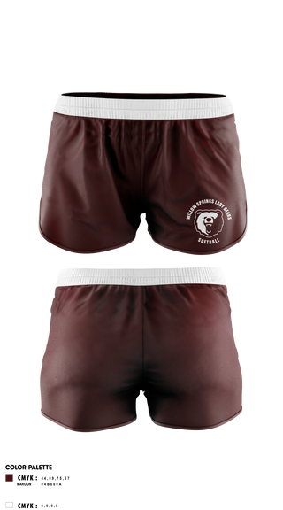 Womens Shorts, Willow Springs Bears Softball, Softball, Teamtime, Team time, sublimation, custom sports apparel, team uniforms, spirit wear, spiritwear, sports uniforms, custom shirts, team store, custom team store, fundraiser sports, apparel fundraiser
