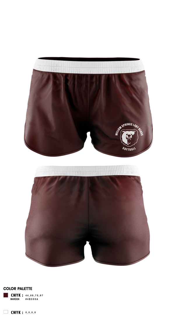 Womens Shorts, Willow Springs Bears Softball, Softball, Teamtime, Team time, sublimation, custom sports apparel, team uniforms, spirit wear, spiritwear, sports uniforms, custom shirts, team store, custom team store, fundraiser sports, apparel fundraiser