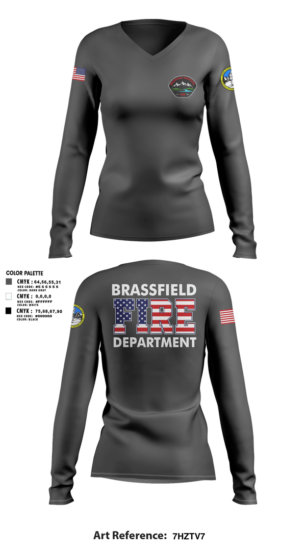 Womens Long Sleeve Vneck Shirt, Marine corps mountain warfare training center fire and emergency services, Fire Department, Teamtime, Team time, sublimation, custom sports apparel, team uniforms, spirit wear, spiritwear, sports uniforms, custom shirts, team store, custom team store, fundraiser sports, apparel fundraiser