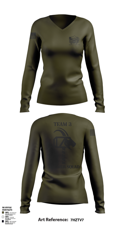 900th QUARTERMASTER 12047177 Women's Long Sleeve V-neck Shirt - 2