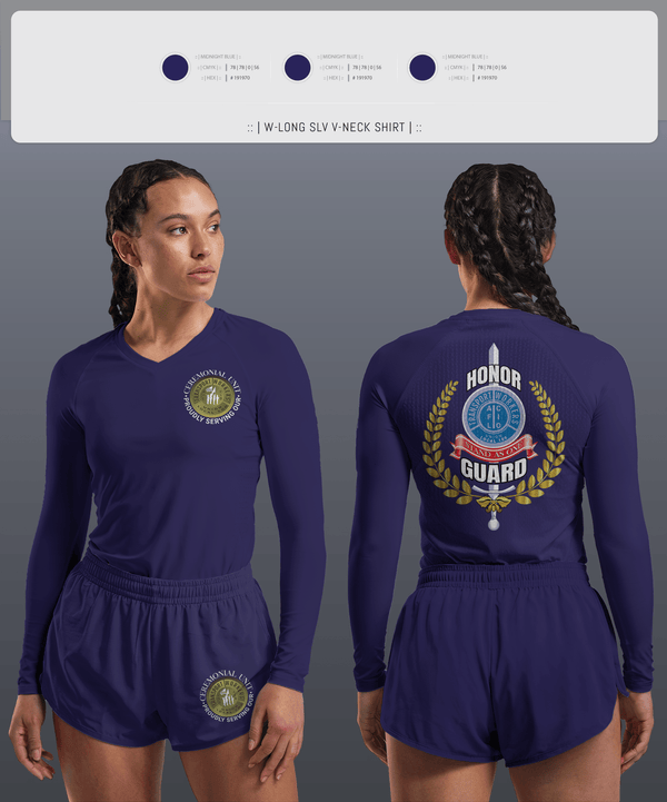 Womens Long Sleeve Vneck Shirt, Twu Local 100 Ceremonial Unit & Honor Guard, Golf, Teamtime, Team time, sublimation, custom sports apparel, team uniforms, spirit wear, spiritwear, sports uniforms, custom shirts, team store, custom team store, fundraiser sports, apparel fundraiser