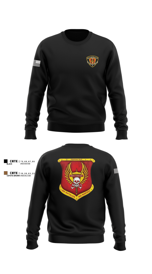 Crew Neck Sweatshirt, 3rd Battalion 3rd Marines India Co., , Teamtime, Team time, sublimation, custom sports apparel, team uniforms, spirit wear, spiritwear, sports uniforms, custom shirts, team store, custom team store, fundraiser sports, apparel fundraiser