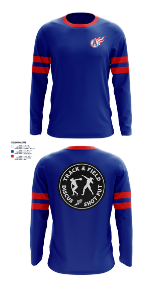 Long Sleeve Performance Shirt, Blue comets, Track & Field, Teamtime, Team time, sublimation, custom sports apparel, team uniforms, spirit wear, spiritwear, sports uniforms, custom shirts, team store, custom team store, fundraiser sports, apparel fundraiser