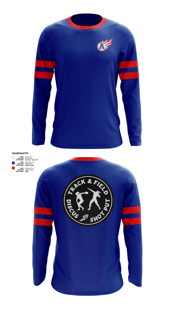 Long Sleeve Performance Shirt, Blue comets, Track & Field, Teamtime, Team time, sublimation, custom sports apparel, team uniforms, spirit wear, spiritwear, sports uniforms, custom shirts, team store, custom team store, fundraiser sports, apparel fundraiser