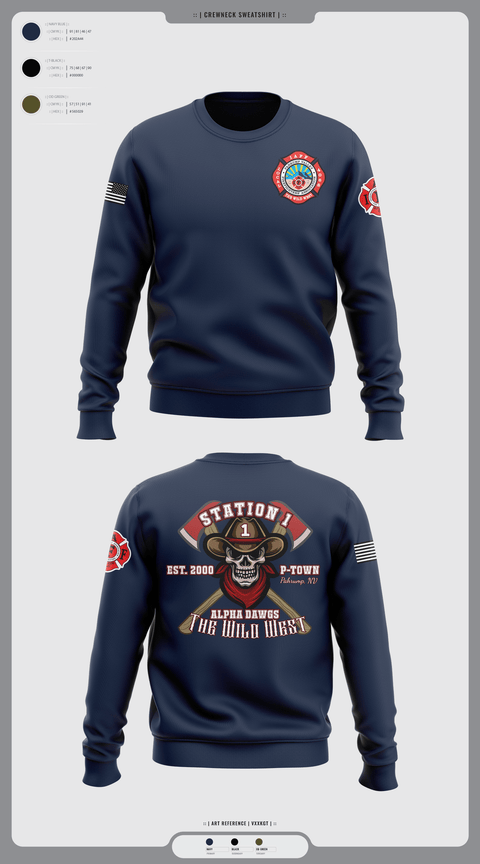 Crew Neck Sweatshirt, PVFR, Fire Department, Teamtime, Team time, sublimation, custom sports apparel, team uniforms, spirit wear, spiritwear, sports uniforms, custom shirts, team store, custom team store, fundraiser sports, apparel fundraiser