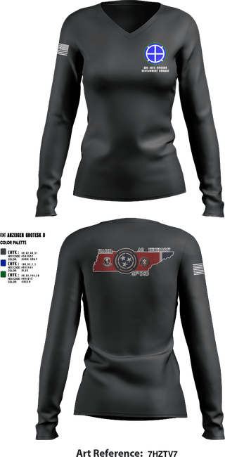 Womens Long Sleeve Vneck Shirt, HHC 35th Division Sustainment Brigade, National Guard, Teamtime, Team time, sublimation, custom sports apparel, team uniforms, spirit wear, spiritwear, sports uniforms, custom shirts, team store, custom team store, fundraiser sports, apparel fundraiser