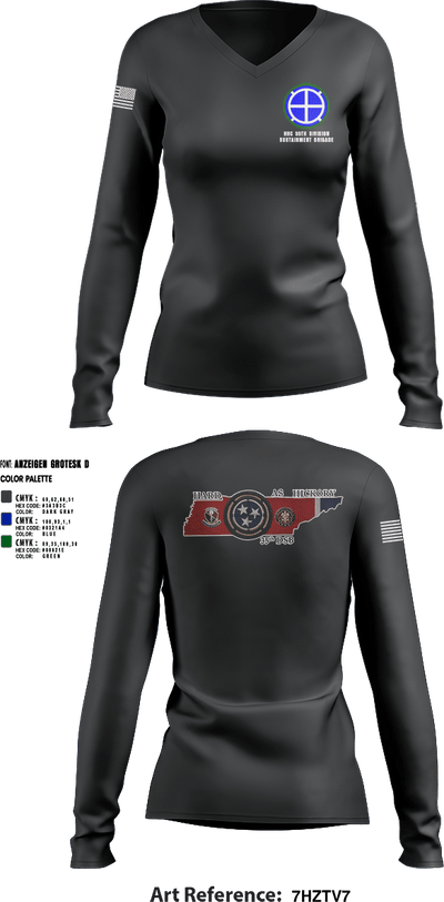 HHC 35th Division Sustainment Brigade 46313686 Women's Long Sleeve V-neck Shirt - 1