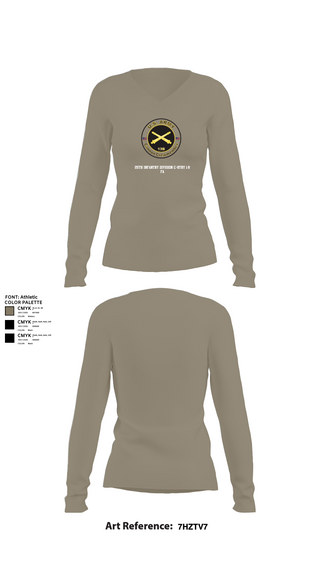 Womens Long Sleeve Vneck Shirt, 25th infantry division C-Btry 1/8 FA, , Teamtime, Team time, sublimation, custom sports apparel, team uniforms, spirit wear, spiritwear, sports uniforms, custom shirts, team store, custom team store, fundraiser sports, apparel fundraiser