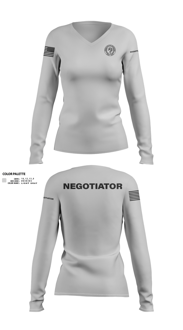 Womens Long Sleeve Vneck Shirt, Montgomery County Police CNT, , Teamtime, Team time, sublimation, custom sports apparel, team uniforms, spirit wear, spiritwear, sports uniforms, custom shirts, team store, custom team store, fundraiser sports, apparel fundraiser
