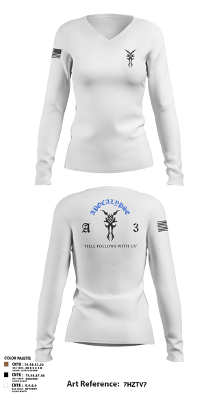 Womens Long Sleeve Vneck Shirt, Apocalypse Platoon, , Teamtime, Team time, sublimation, custom sports apparel, team uniforms, spirit wear, spiritwear, sports uniforms, custom shirts, team store, custom team store, fundraiser sports, apparel fundraiser
