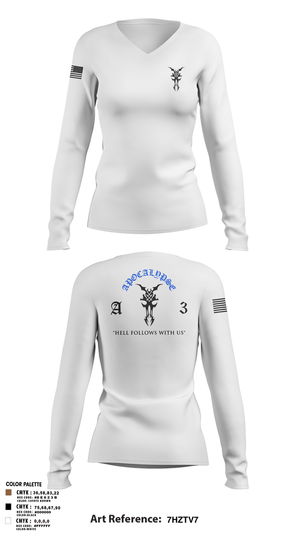 Womens Long Sleeve Vneck Shirt, Apocalypse Platoon, , Teamtime, Team time, sublimation, custom sports apparel, team uniforms, spirit wear, spiritwear, sports uniforms, custom shirts, team store, custom team store, fundraiser sports, apparel fundraiser