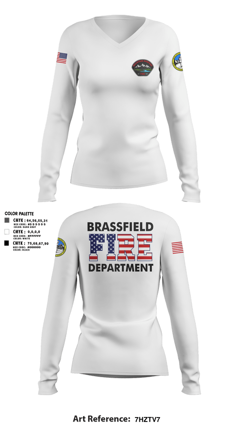 Womens Long Sleeve Vneck Shirt, Marine corps mountain warfare training center fire and emergency services, Fire Department, Teamtime, Team time, sublimation, custom sports apparel, team uniforms, spirit wear, spiritwear, sports uniforms, custom shirts, team store, custom team store, fundraiser sports, apparel fundraiser