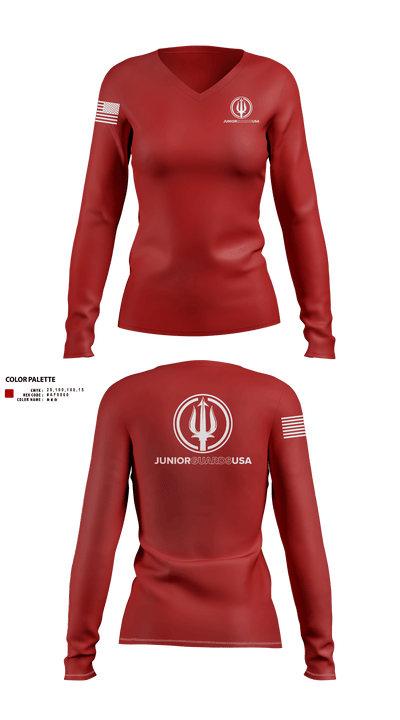 Junior Guards USA 66841563 Women's Long Sleeve V-neck Shirt - 605