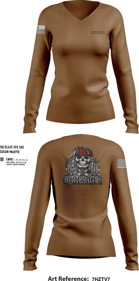 Womens Long Sleeve Vneck Shirt, 809tH MRBC 1st PLT 2nd SEC Sparrows, , Teamtime, Team time, sublimation, custom sports apparel, team uniforms, spirit wear, spiritwear, sports uniforms, custom shirts, team store, custom team store, fundraiser sports, apparel fundraiser