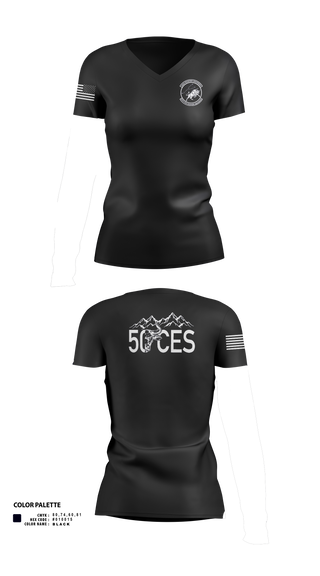 Womens Short Sleeve Vneck Shirt, 50 CES, Air Force, Teamtime, Team time, sublimation, custom sports apparel, team uniforms, spirit wear, spiritwear, sports uniforms, custom shirts, team store, custom team store, fundraiser sports, apparel fundraiser
