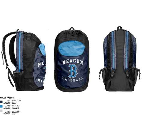 Gear Bag, Beacon Bluedemons, Baseball, Teamtime, Team time, sublimation, custom sports apparel, team uniforms, spirit wear, spiritwear, sports uniforms, custom shirts, team store, custom team store, fundraiser sports, apparel fundraiser