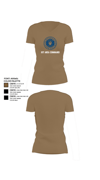Womens Short Sleeve Vneck Shirt, 1st Area Command, , Teamtime, Team time, sublimation, custom sports apparel, team uniforms, spirit wear, spiritwear, sports uniforms, custom shirts, team store, custom team store, fundraiser sports, apparel fundraiser