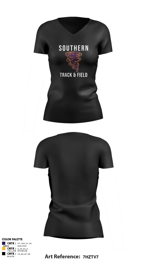 Womens Short Sleeve Vneck Shirt, Southern Middle School Track and Field, Track & Field, Teamtime, Team time, sublimation, custom sports apparel, team uniforms, spirit wear, spiritwear, sports uniforms, custom shirts, team store, custom team store, fundraiser sports, apparel fundraiser