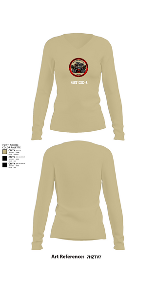 Womens Long Sleeve Vneck Shirt, 41st CEC-A, Army, Teamtime, Team time, sublimation, custom sports apparel, team uniforms, spirit wear, spiritwear, sports uniforms, custom shirts, team store, custom team store, fundraiser sports, apparel fundraiser