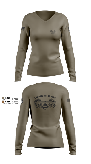 Womens Long Sleeve Vneck Shirt, AASLT 10-25 Ft. Campbell, Kentucky, , Teamtime, Team time, sublimation, custom sports apparel, team uniforms, spirit wear, spiritwear, sports uniforms, custom shirts, team store, custom team store, fundraiser sports, apparel fundraiser