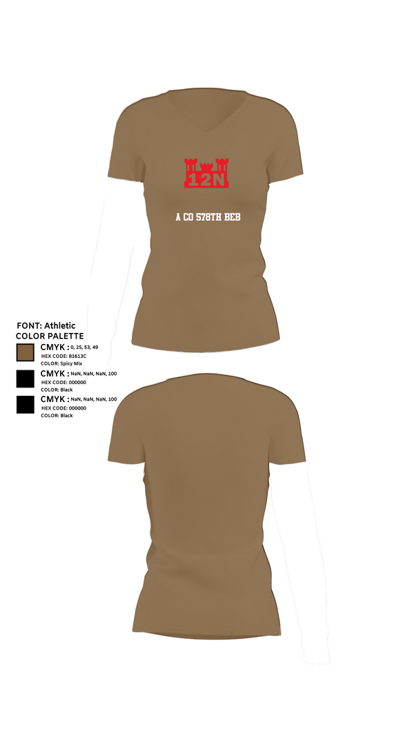 Womens Short Sleeve Vneck Shirt, A co 578th BEB, , Teamtime, Team time, sublimation, custom sports apparel, team uniforms, spirit wear, spiritwear, sports uniforms, custom shirts, team store, custom team store, fundraiser sports, apparel fundraiser
