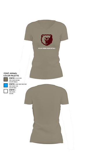 Womens Short Sleeve Vneck Shirt, Willow Springs Bears Softball, Softball, Teamtime, Team time, sublimation, custom sports apparel, team uniforms, spirit wear, spiritwear, sports uniforms, custom shirts, team store, custom team store, fundraiser sports, apparel fundraiser