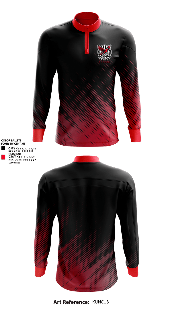 Quarter Zip Jacket, Cardinals Soccer, Men's Soccer, Teamtime, Team time, sublimation, custom sports apparel, team uniforms, spirit wear, spiritwear, sports uniforms, custom shirts, team store, custom team store, fundraiser sports, apparel fundraiser