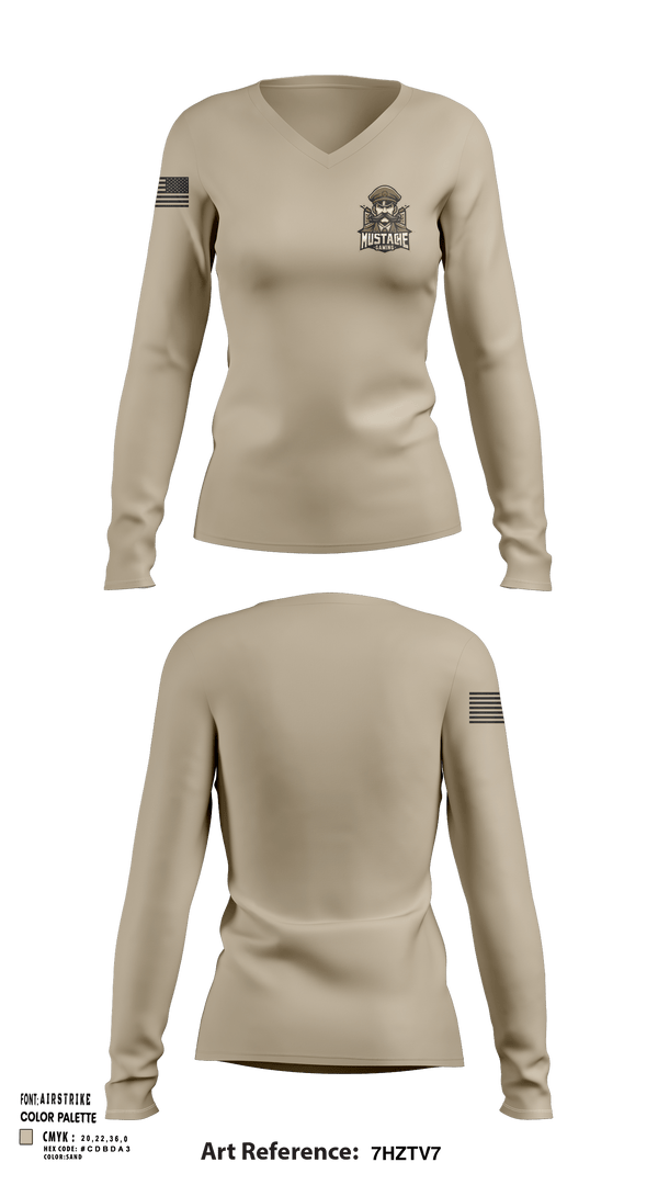 Womens Long Sleeve Vneck Shirt, MUSTACHE, , Teamtime, Team time, sublimation, custom sports apparel, team uniforms, spirit wear, spiritwear, sports uniforms, custom shirts, team store, custom team store, fundraiser sports, apparel fundraiser